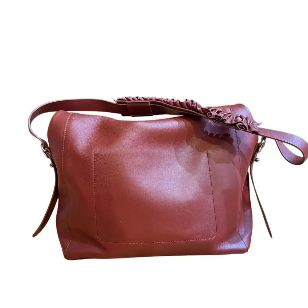 ALLSAINTS Maya Leather Shoulder Bal Calfskin In Rust Color